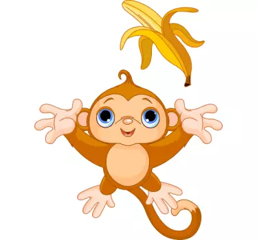 Naklejka dekoracyjna małpka z bananem - TenStickers