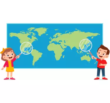 Naklejka mapa świata dla dzieci z rysunkami - TenStickers