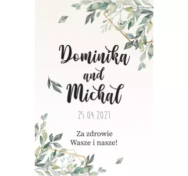 Naklejka na wódkę weselną z eleganckim wzorem - TenStickers
