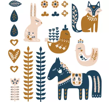 Naklejka ścienna nordic zwierzaki - TenStickers