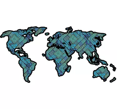 Naklejka ścienna mapa świata etniczny wzór - TenStickers
