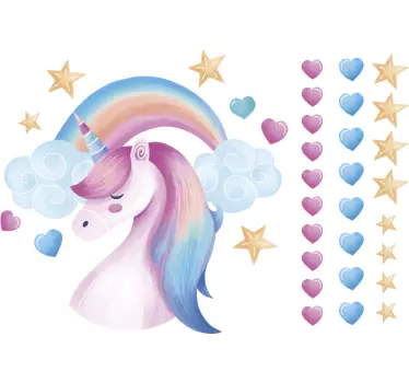 Naklejka na ścianę jednorożec tęcza - TenStickers