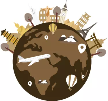 Naklejka na ścianę globus z ikonami - TenStickers