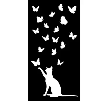Naklejka na szybę kociak i motylki - TenStickers