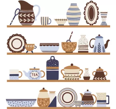 Naklejka na ścianę do kuchni - półki kuchenne - TenStickers