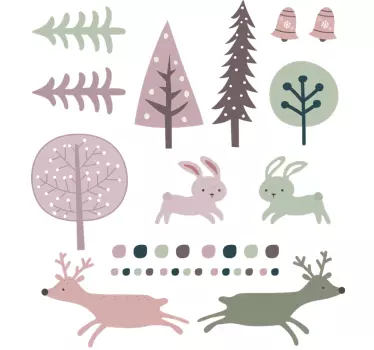 Naklejka na ścianę dla dzieci drzewa i zwierzęta - TenStickers