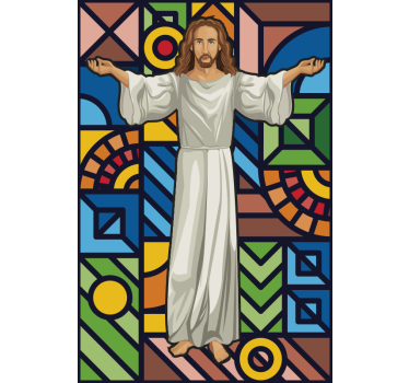 Naklejka na szybę witraż z Jezusem - TenStickers