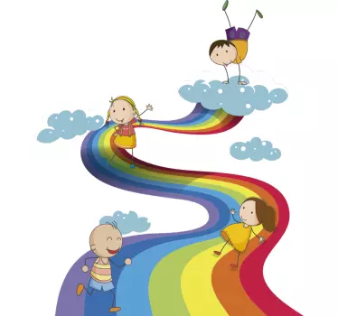 Naklejka na ścianę tęczowe dzieciaki - TenStickers