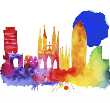 Naklejka dekoracyjna Barcelona w ciągu nocy - TenStickers