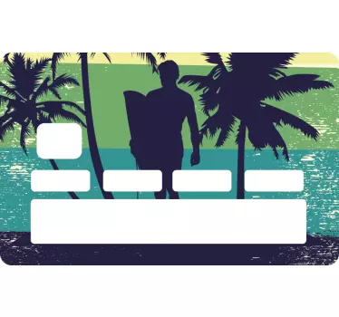 Naklejka na kartę silhouette surfera - TenStickers