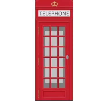 Okleina na drzwi słynna budka telefoniczna - TenStickers