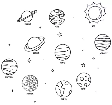 Naklejka kosmiczna planety układu słonecznego - TenStickers