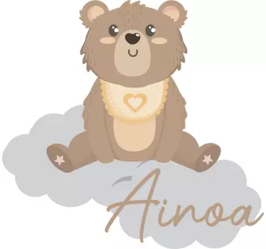 Naklejka z imieniem dziecka i niedźwiadkiem - TenStickers