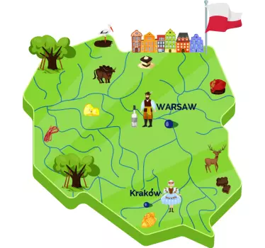 Naklejka ścienna mapa Polski - TenStickers