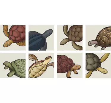 Naklejka na płytki z różnymi żółwiami - TenStickers