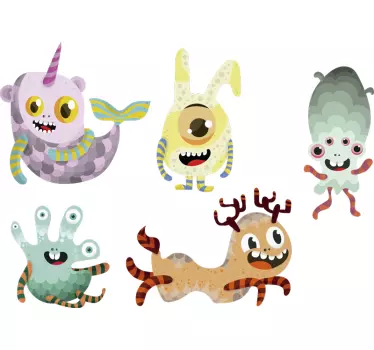 Naklejka ścienna potwory kolorowe - TenStickers