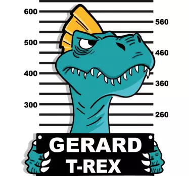 Naklejka na drzwi z imieniem dinozaura - TenStickers
