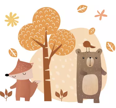 Naklejka na ścianę dla dzieci zwierzęta z lasu - TenStickers