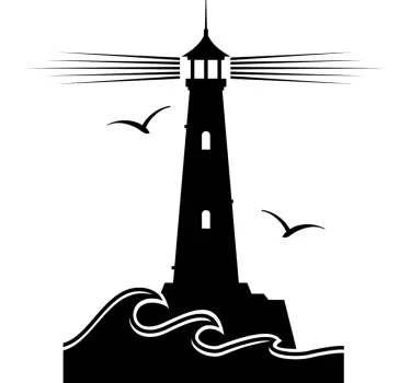 Naklejka na ścianę latarnia morska z mewami - TenStickers