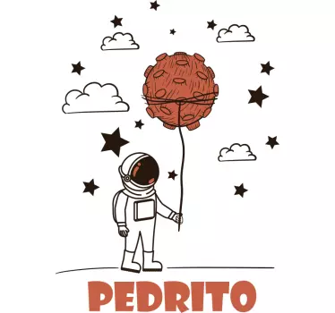 Naklejka na ścianę kosmos Mały astronauta z imieniem - TenStickers