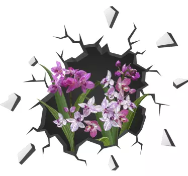 Naklejka 3D na ścianę Storczyki z dziury - TenStickers