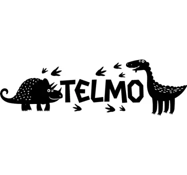Naklejka ścienna z imieniem wesołe dinozaury - TenStickers