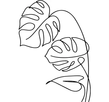 Naklejka ścienna rośliny Kontur liści Monstera - TenStickers