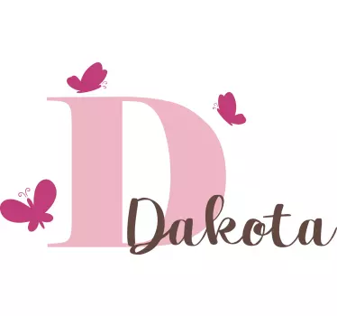 Naklejka na ścianę dla dzieci spersonalizowany różowy motyl - TenStickers