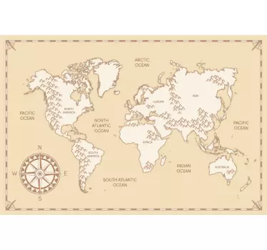 Naklejka ścienna Mapa świata vintage z  kontynentami - TenStickers