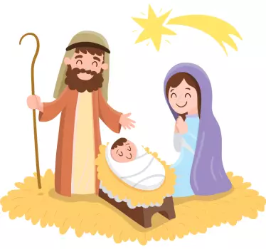 Naklejka ścienna Maryja, Józef i Jezus - TenStickers
