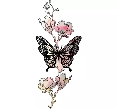 Naklejka ścienna Elegancki motyl na kwiatku - TenStickers