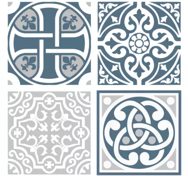 Naklejka na płytki Niebiesko-szara płytka - TenStickers