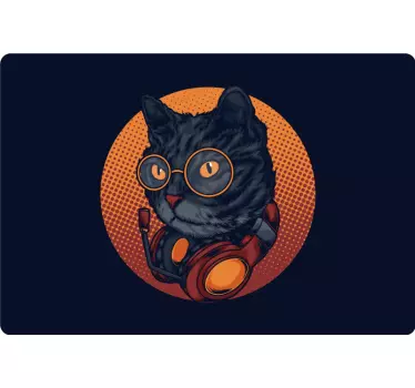 Naklejka na laptop Kot ze słuchawkami - TenStickers