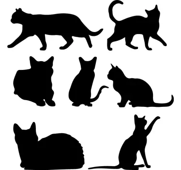 Naklejka na ścianę kotki 7 sylwetki kotów - TenStickers