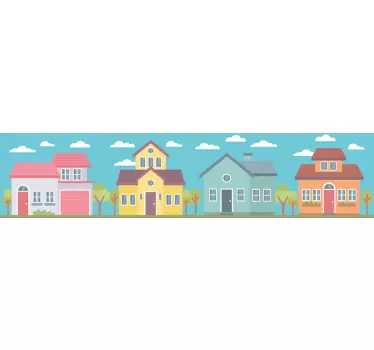 Naklejka ścienna szlaczki Pastelowe domy - TenStickers