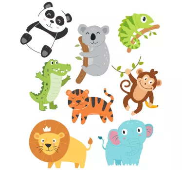 Naklejka ścienna dla dzieci Ręcznie rysowane zwierzęta - TenStickers