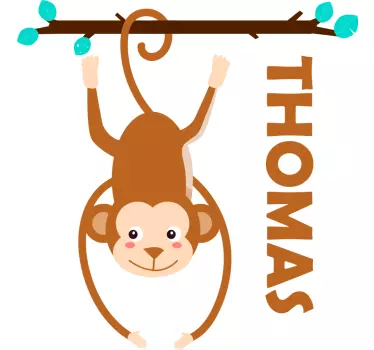Naklejka własny projekt Małpa na drzewie z imieniem - TenStickers