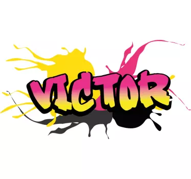 Naklejka ścienna Personalizowane różowe i żółte graffiti - TenStickers