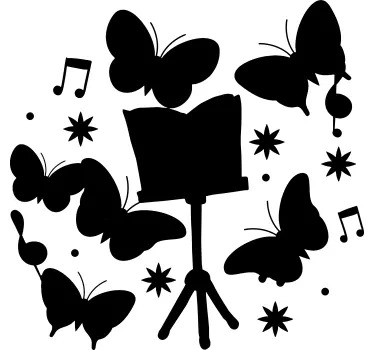 Naklejka na ścianę muzyczna Nuty motyla - TenStickers