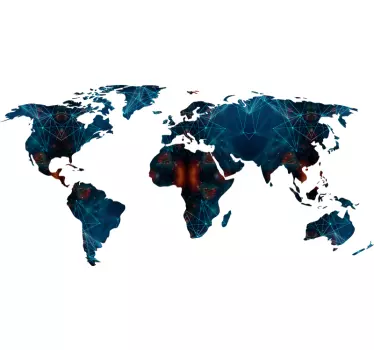 Naklejka na ścianę mapa świata nocny wzór - TenStickers