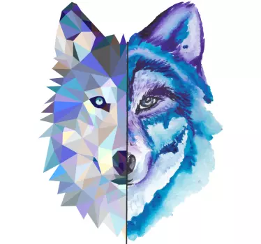 Naklejka ścienna dzikie zwierzęta Modna twarz dzikiego wilka - TenStickers