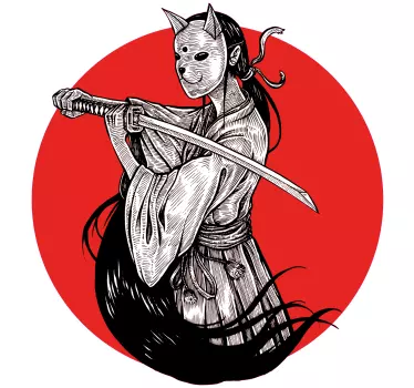Naklejka na samochód dziewczyna ninja na czerwonym tle - TenStickers