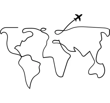 Naklejka na ścianę mapa świata Samolot mapy świata - TenStickers