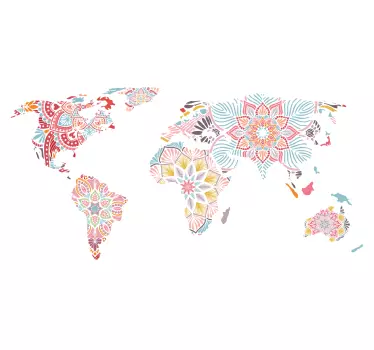 Naklejka na ścianę Mapa świata z mandali - TenStickers