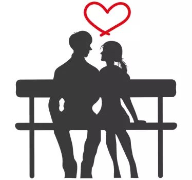 Naklejka ścienna miłość Para na ławce - TenStickers