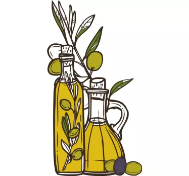Naklejka na ścianę do kuchni Szkic oliwy z oliwek - TenStickers