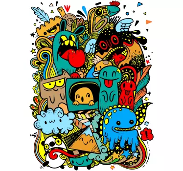 Naklejki zestaw wzór grunge z potworami - TenStickers