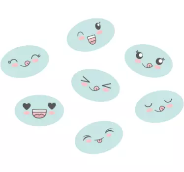 Naklejka ścienna kreskówki Słodkie twarze anime - TenStickers