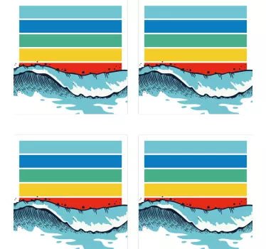 Naklejka na płytki Fale retro - TenStickers