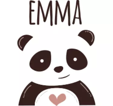 Naklejka do pokoju niemowlaka Szczęśliwa panda z imieniem - TenStickers